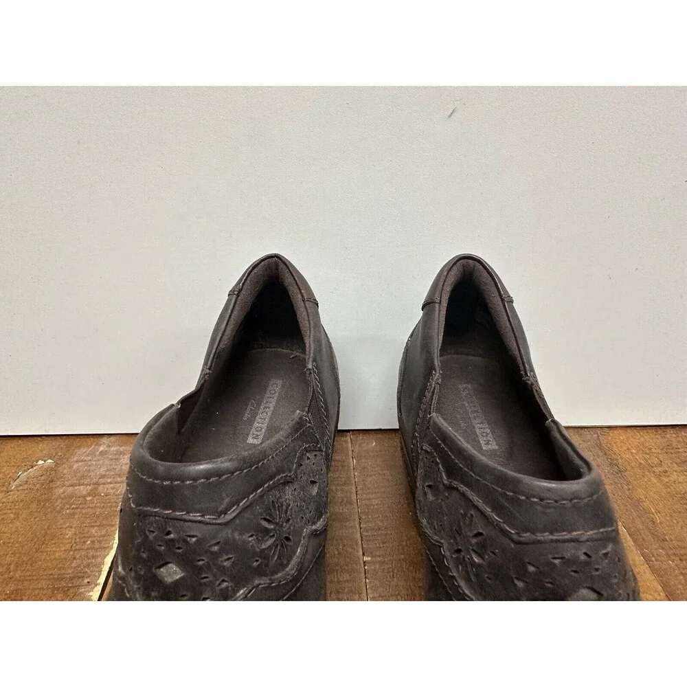 Clarks Black women size 9 M brown leather loafer comfort clogs 20701